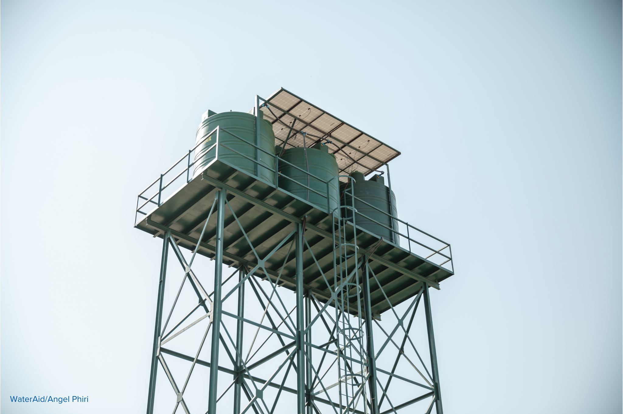 Water tanks are on top of a platform for people to use